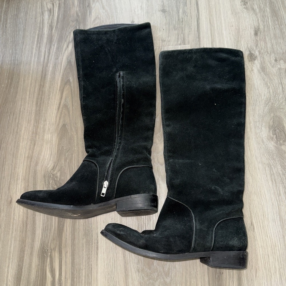 Ugg Australia Size 8 Black‎ Suede Knee High Gracen Side Zip Tall Boots